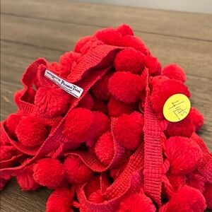 Vintage red pom pom trim wrights perma trim 4 yards very good condition